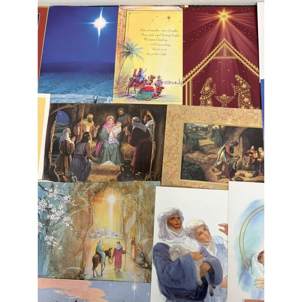 Vintage Christmas Cards Fronts ONLY Nativity Scrapbooking Crafts Lot of 50+